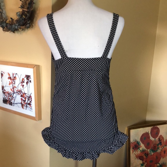 LANDS END size 12 D PolkaDot PolkaDot Tankini Bathing Swimsuit Top Retro BraCup - Picture 3 of 13